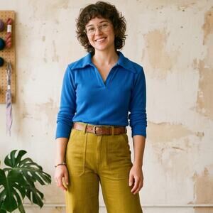 Big Bud Press Long Sleeve Fisherman Polo in Blue cotton size XS